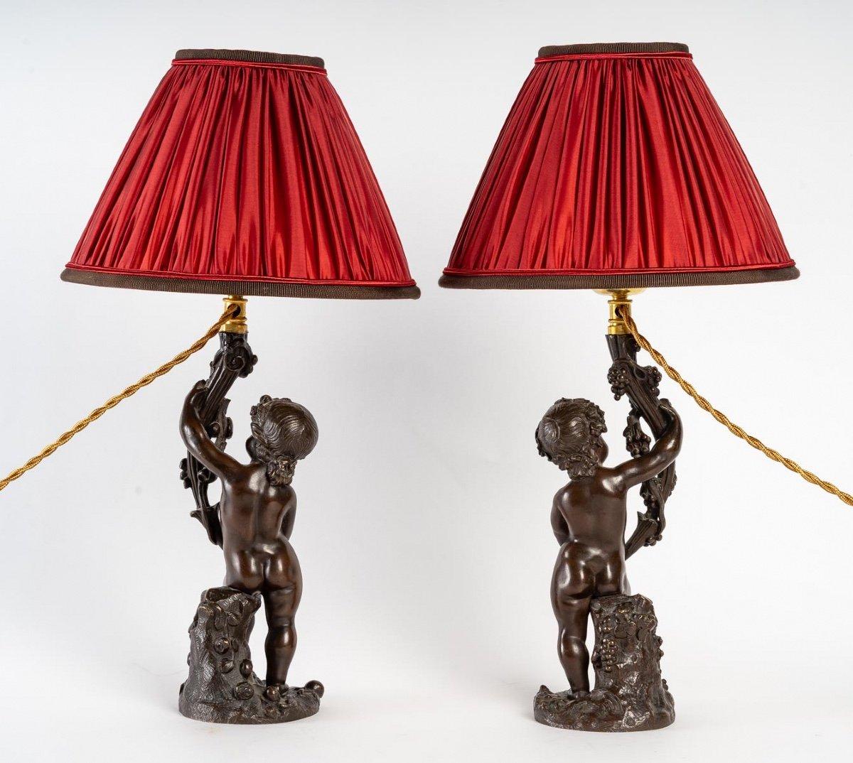 Pair of Patinated Bronze Lamps 1