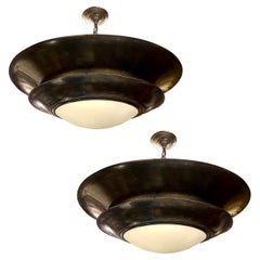 Vintage Pair of Patinated Bronze Light Fixtures, Sold Individually