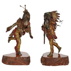 Pair of Patinated Bronze Native American Figures after Kauba 