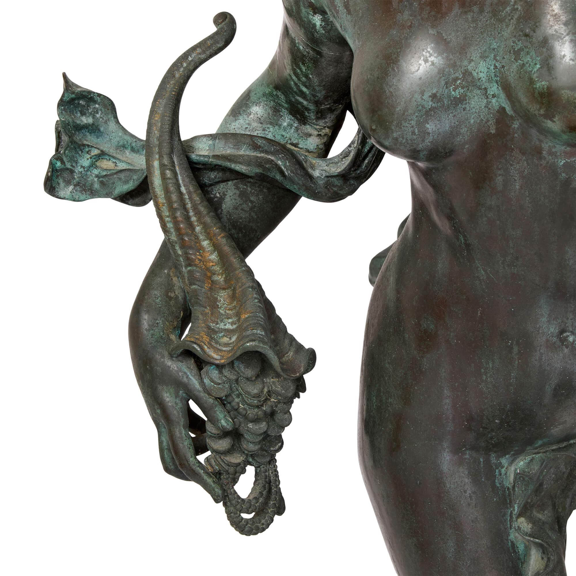 Coppia di sculture in bronzo patinato di Fortuna e Mercurio dopo Giambologna in vendita 2