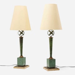 Pair of Patinated Bronze Table Lamps Attributed to Arturo Pani