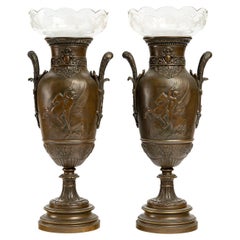 Pair of Patinated Bronze Vases, 19th Century
