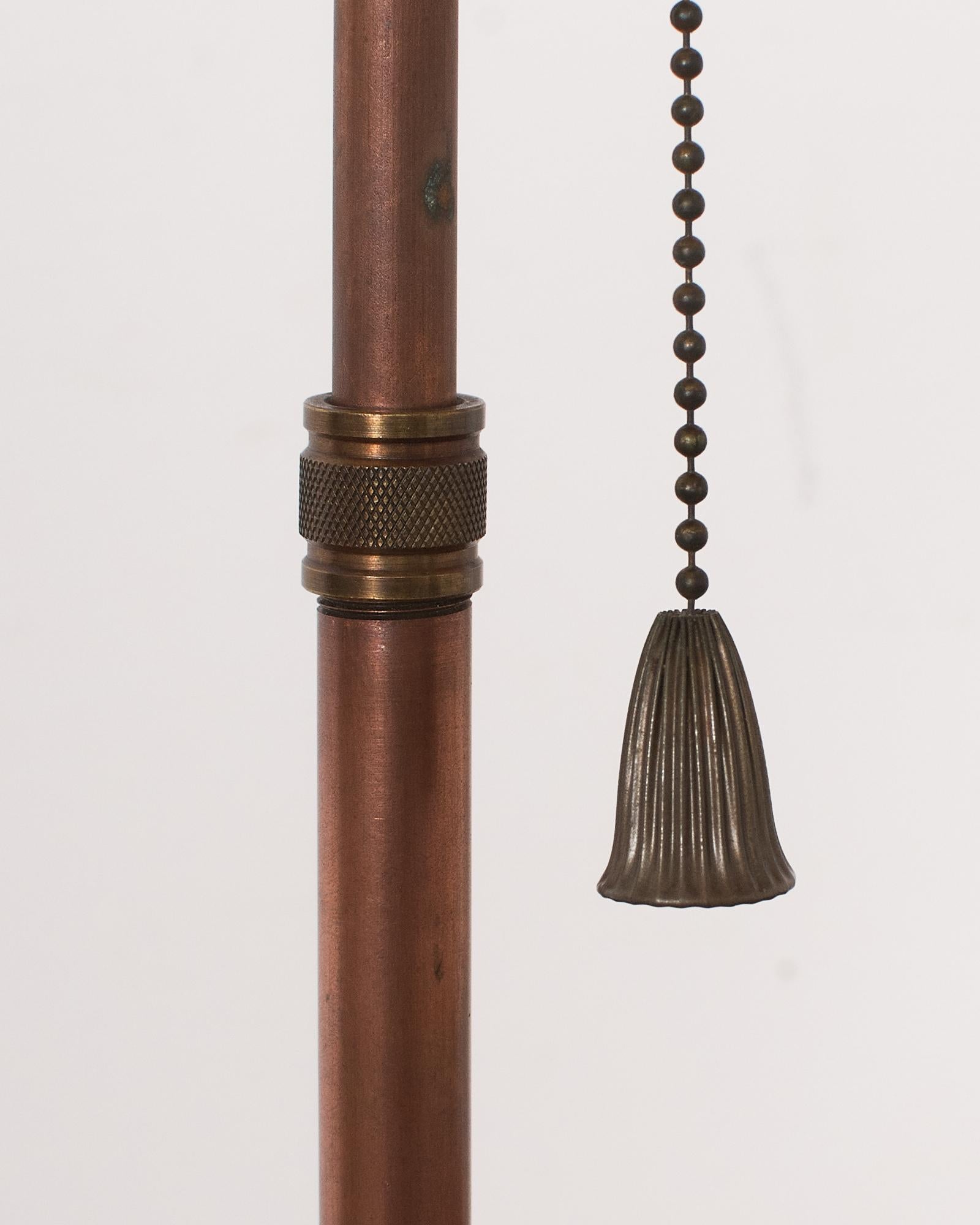 Pair of Patinated Bronzed Iron Height Adjustable Table Lamps In Good Condition For Sale In Rio Vista, CA
