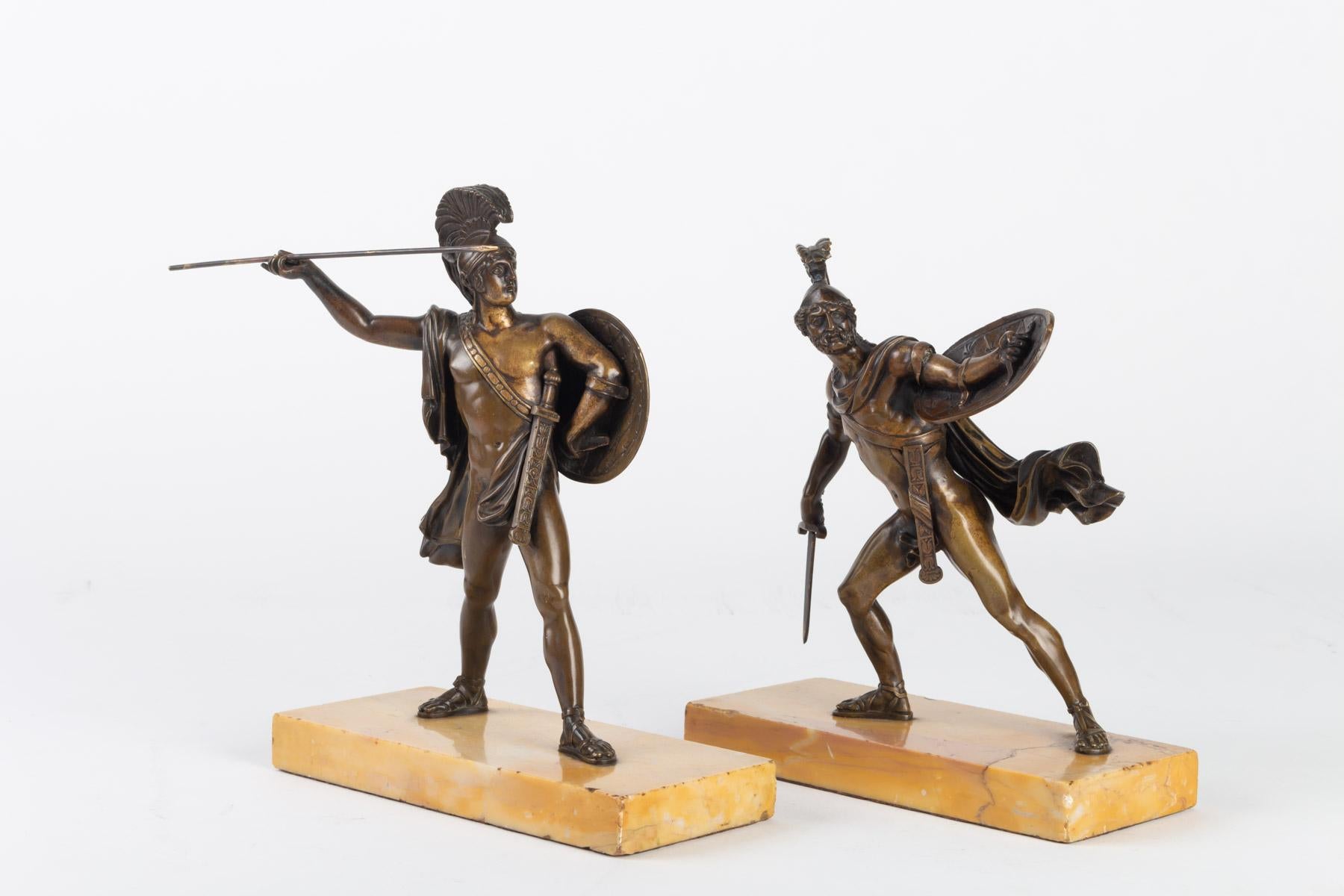 Pair of Patinated Bronzes Sculptures Horace and Curiace In Good Condition In Saint-Ouen, FR