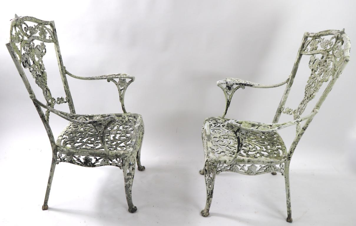 Pair of Patinated Cast Metal Garden Chairs 7
