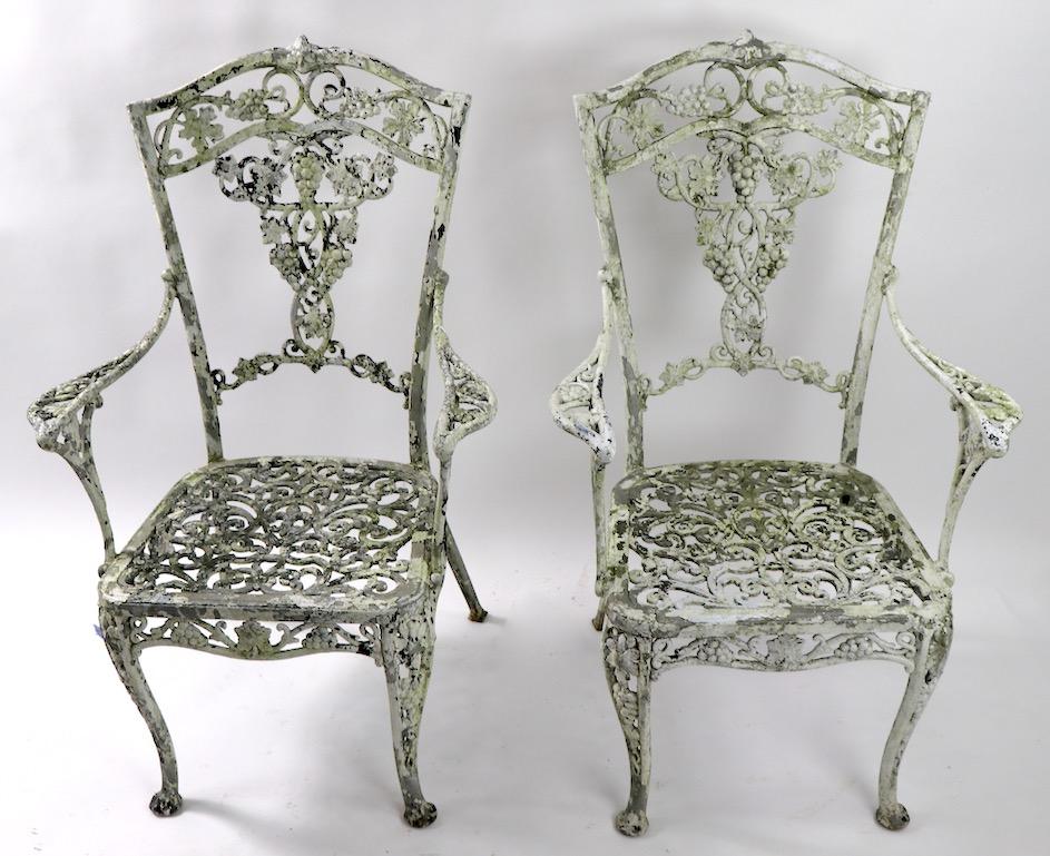 Pair of Patinated Cast Metal Garden Chairs 2