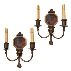 Pair of Patinated Chinoiserie Sconces