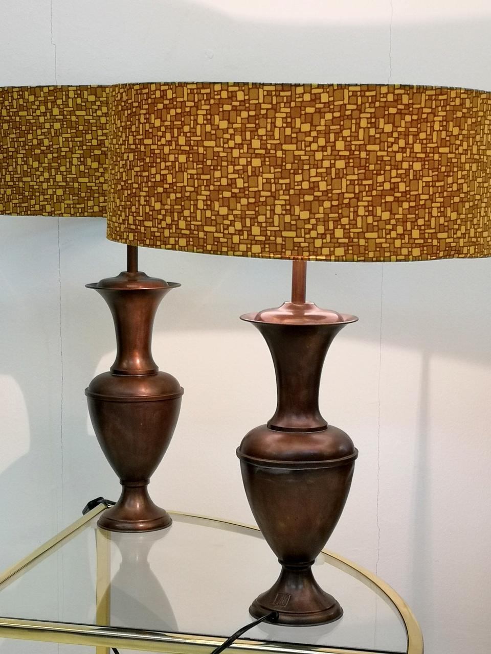 Pair of Patinated Copper Lamps, 1970s 5