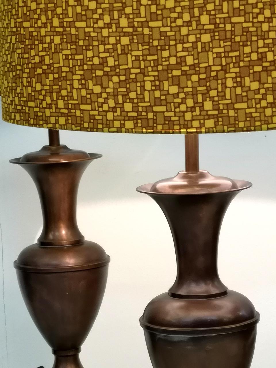 Pair of Patinated Copper Lamps, 1970s 6