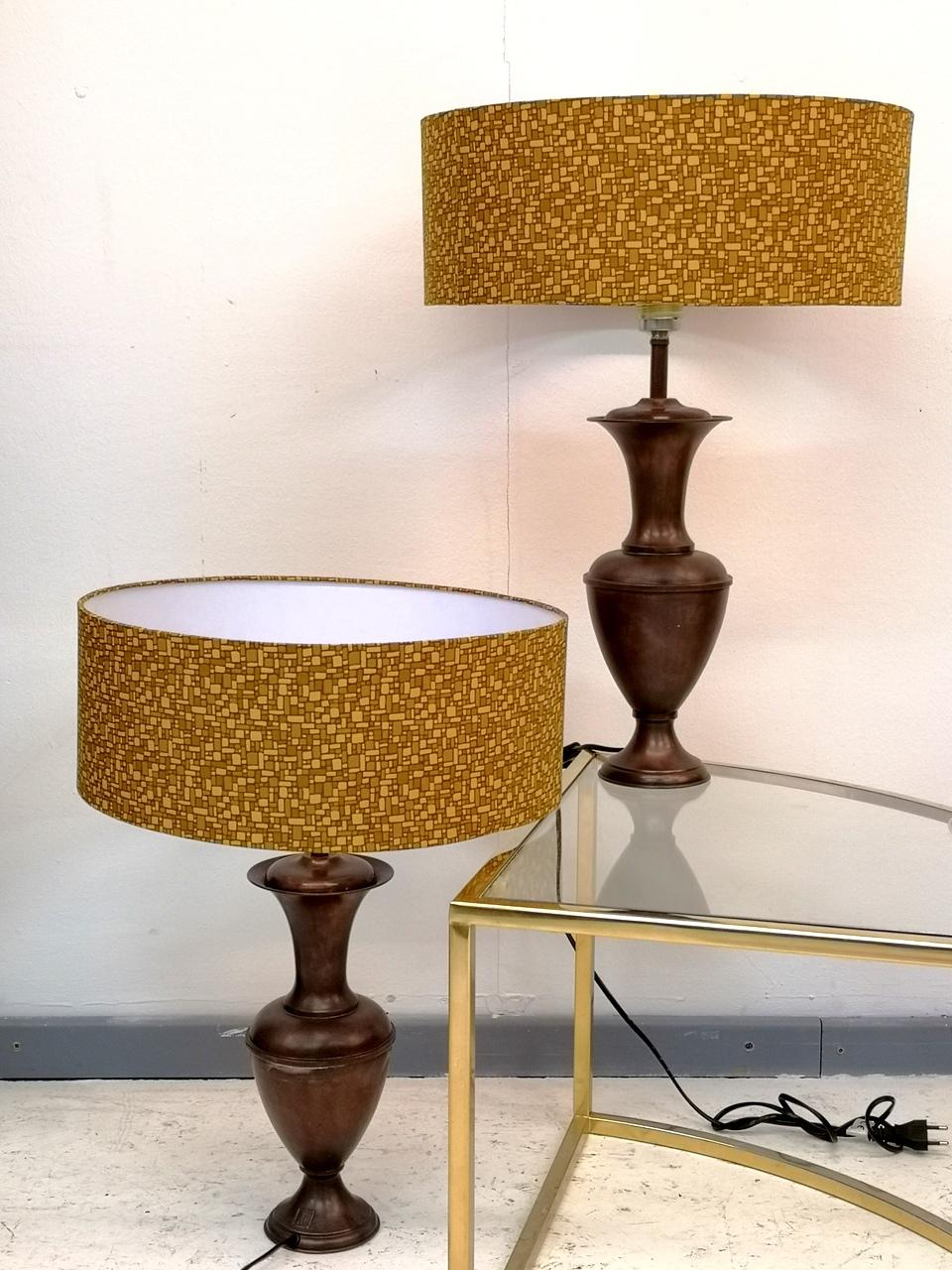 Pair of Patinated Copper Lamps, 1970s 7