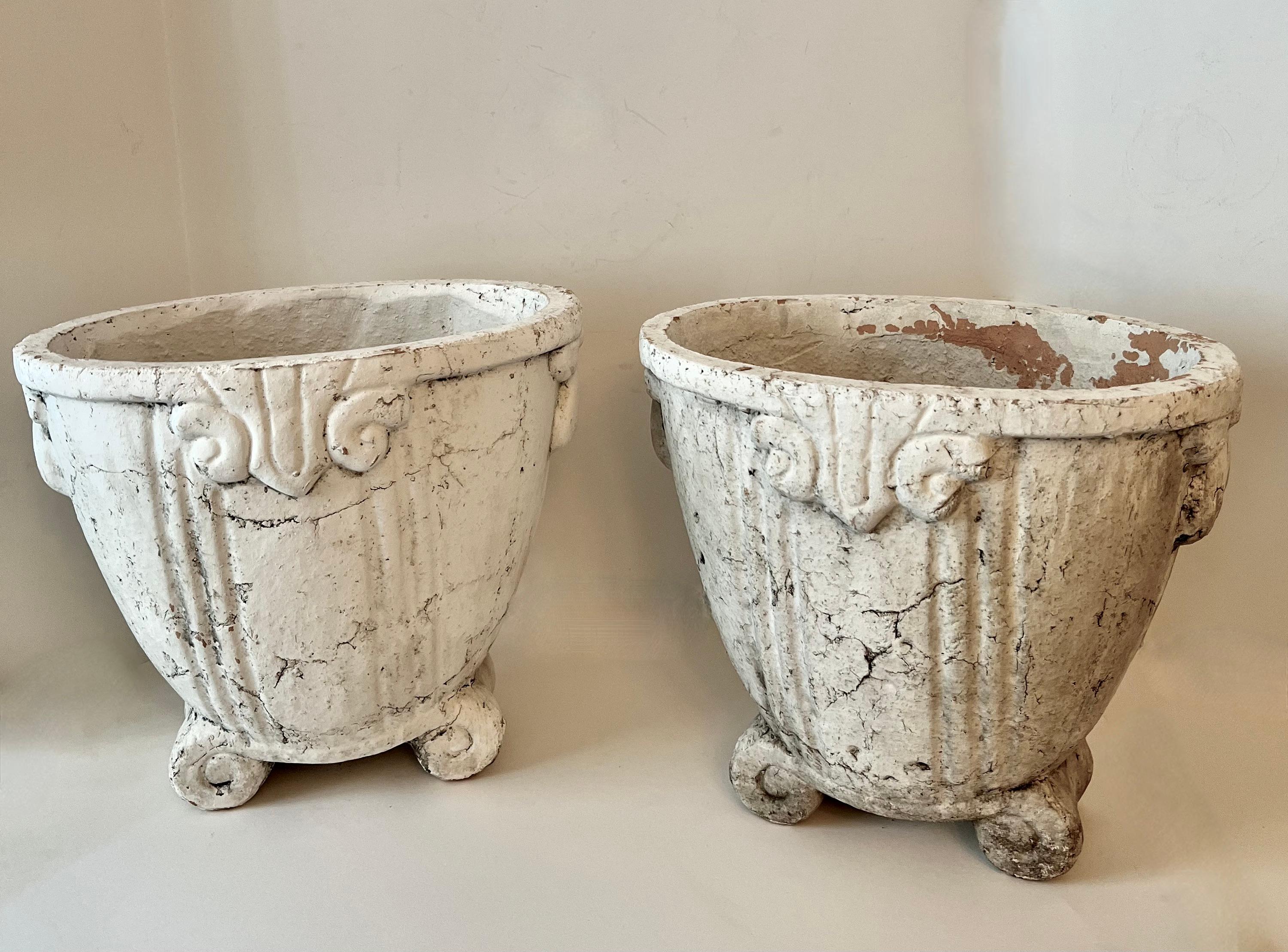 Pair of Patinated French Terracotta Planters or Jardinieres In Good Condition For Sale In Los Angeles, CA