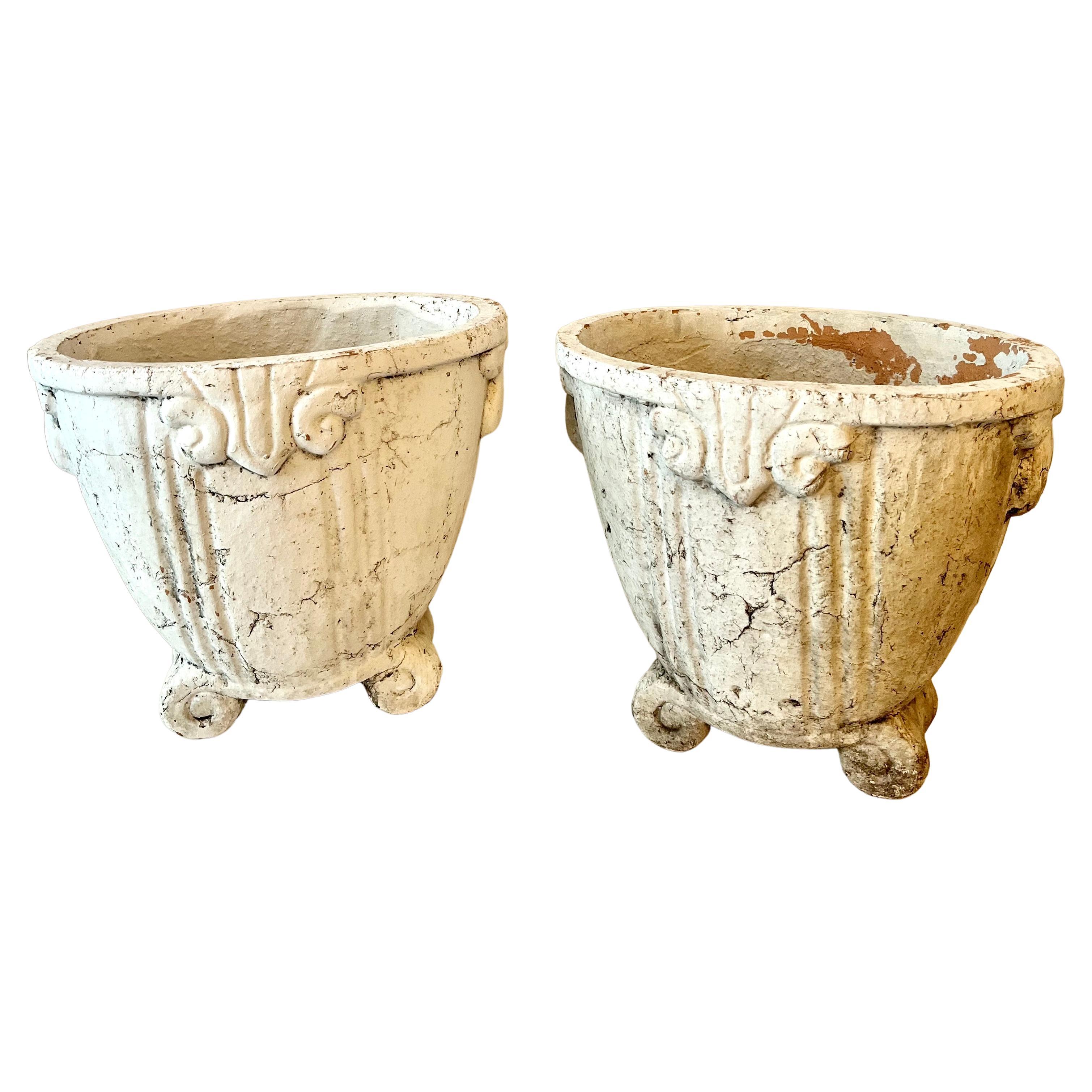 Pair of Patinated French Terracotta Planters or Jardinieres For Sale 5