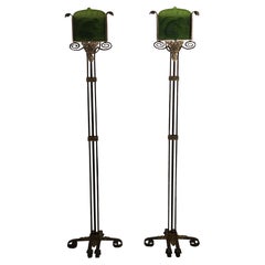Pair of Patinated & Gilt Metal Art Deco Floor Lamps
