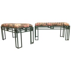 Pair of Patinated Iron Benches