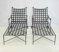 Pair of Patinated Iron Chaise Lounges by Mario Papperzini for Salterini