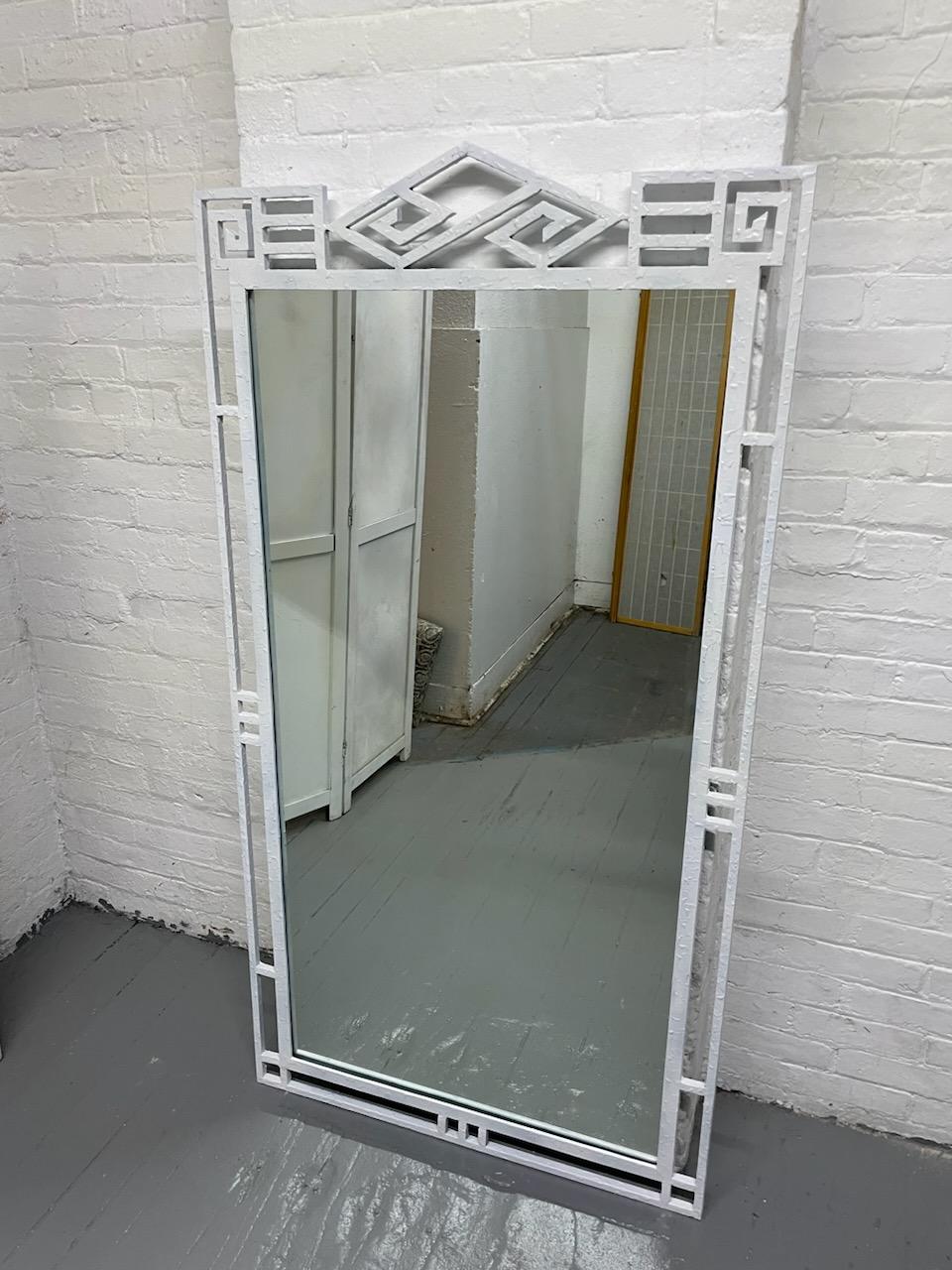 Hollywood Regency Pair of Large Decorative Wrought Iron Mirrors For Sale