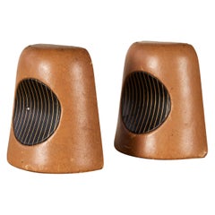 Pair of Patinated Leather Bookends