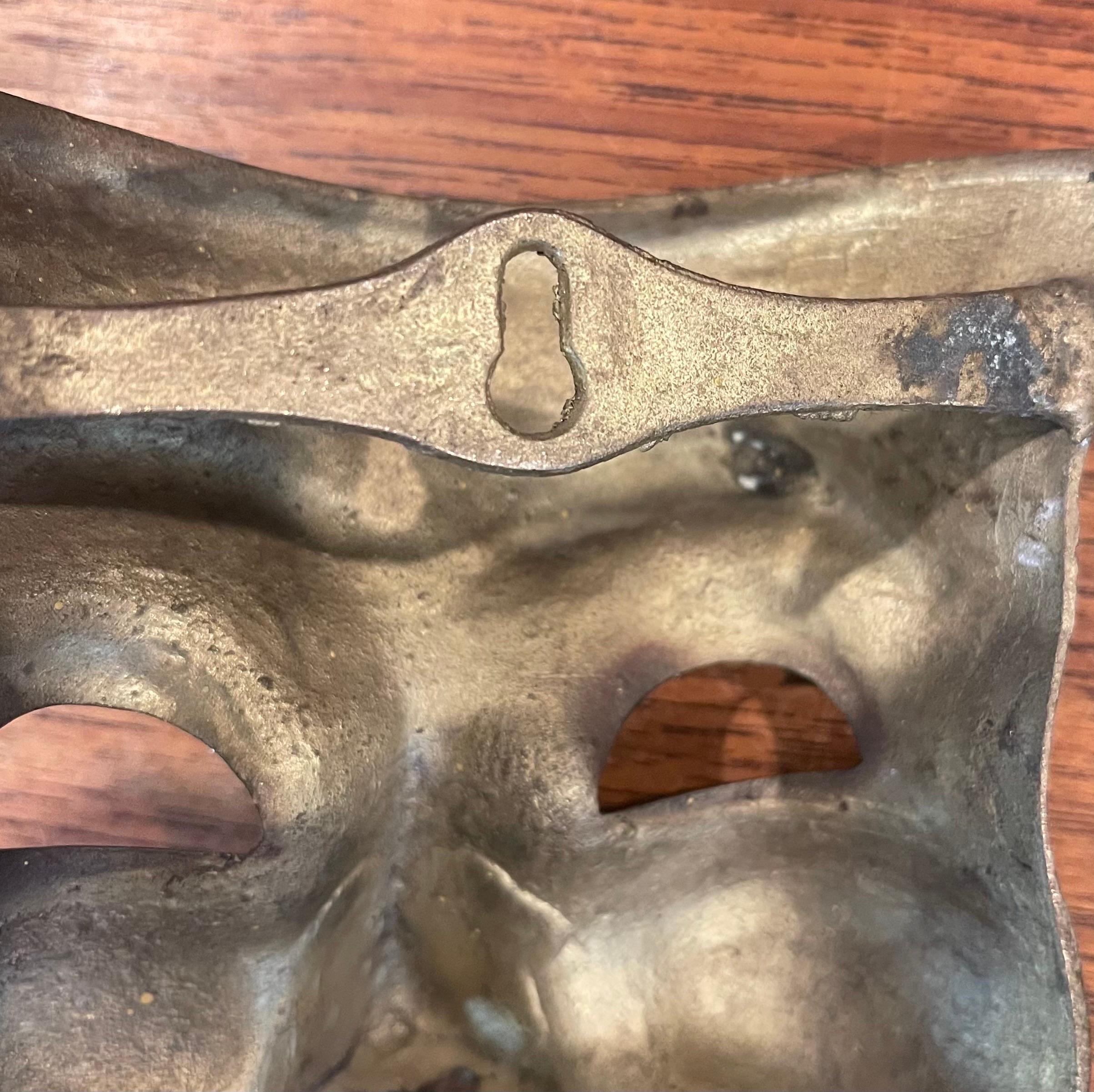 17th Century Pair of Patinated Solid Brass Theatre Face Masks - 