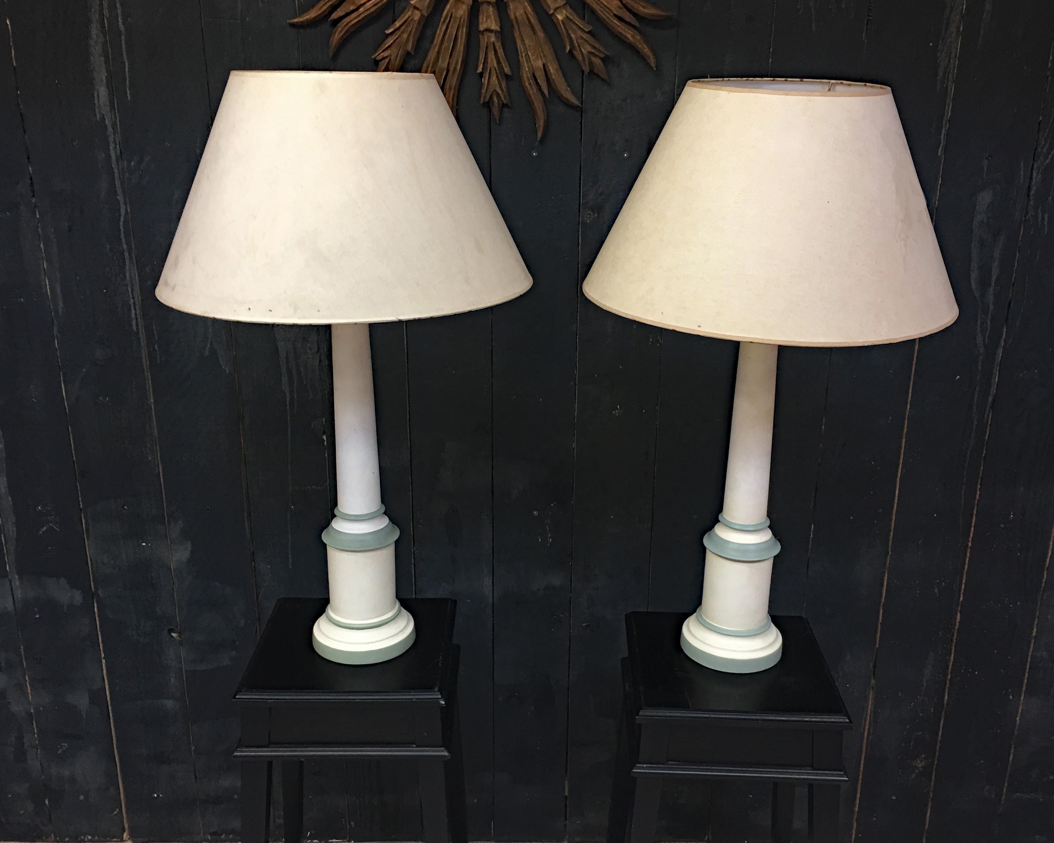 Pair of Patinated Terracotta Lamps circa 1960/1970 In Good Condition For Sale In Saint-Ouen, FR