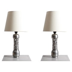 Pair of Patinated Tin Table Lamps by Mogens Ballin, 1930s