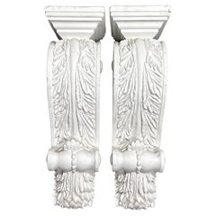 Used Pair of Patinated White Renaissance Revival Plaster Corbels