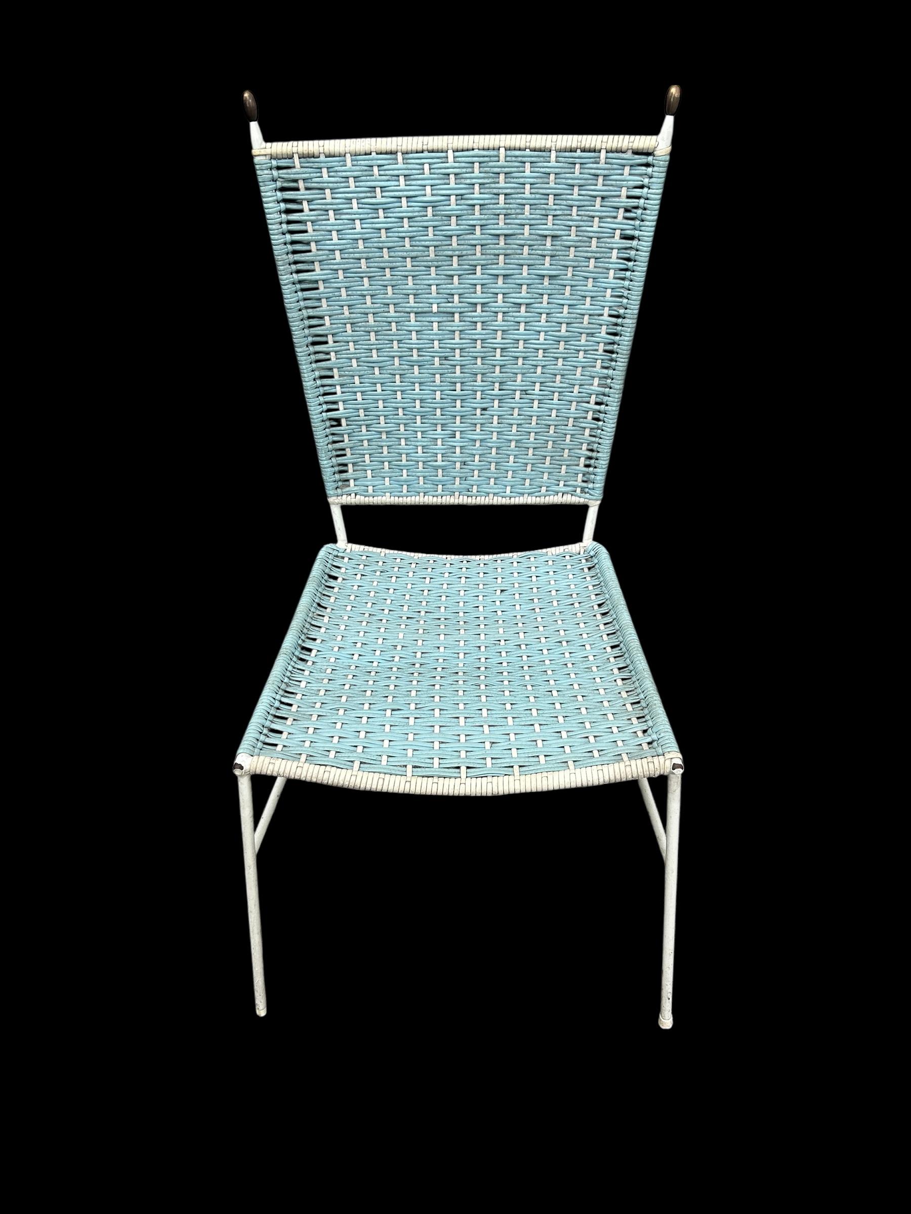 Metal pair of patio chairs from the 1950's For Sale