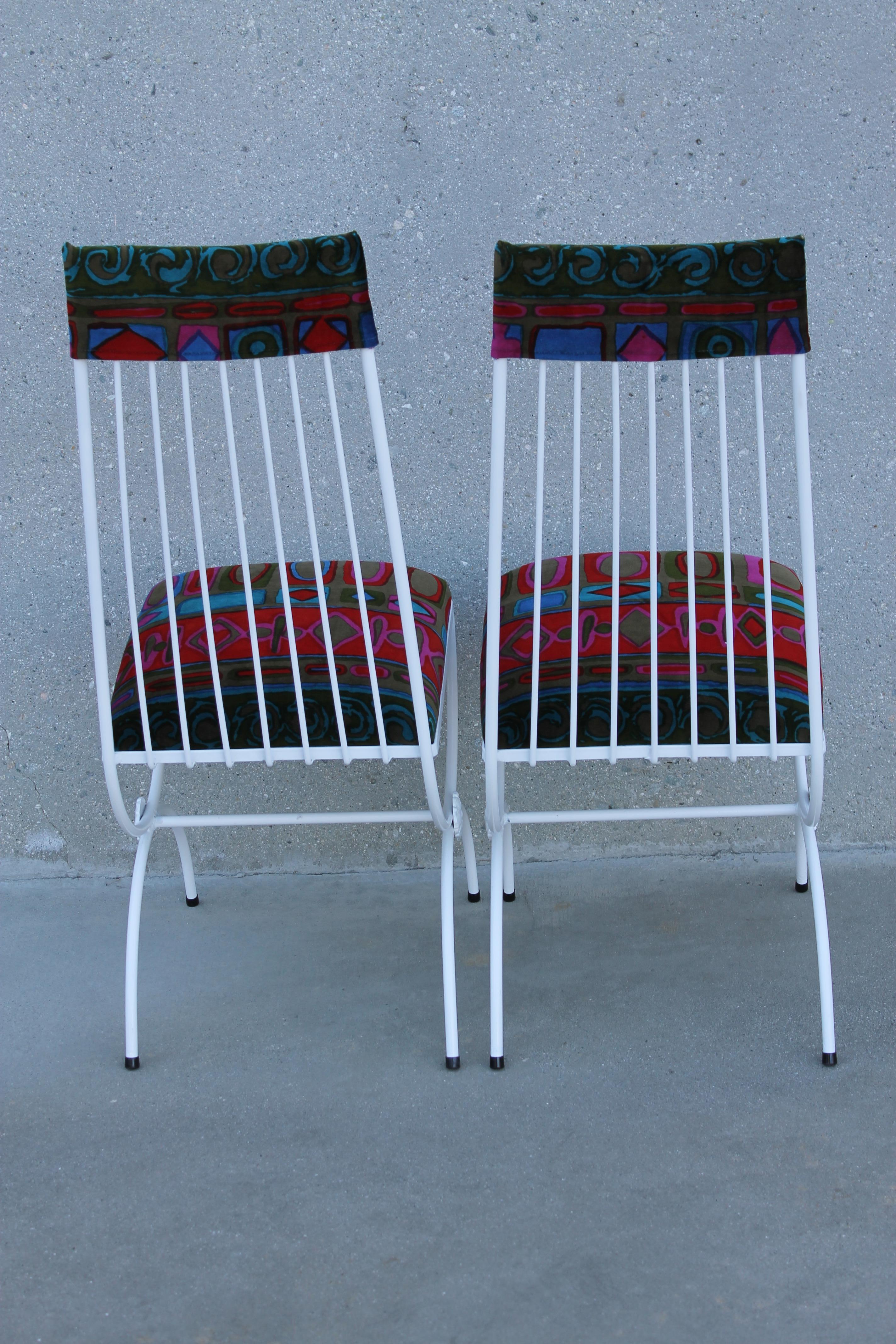 Pair of Patio Chairs with Jack Lenor Larsen Fabric For Sale 1