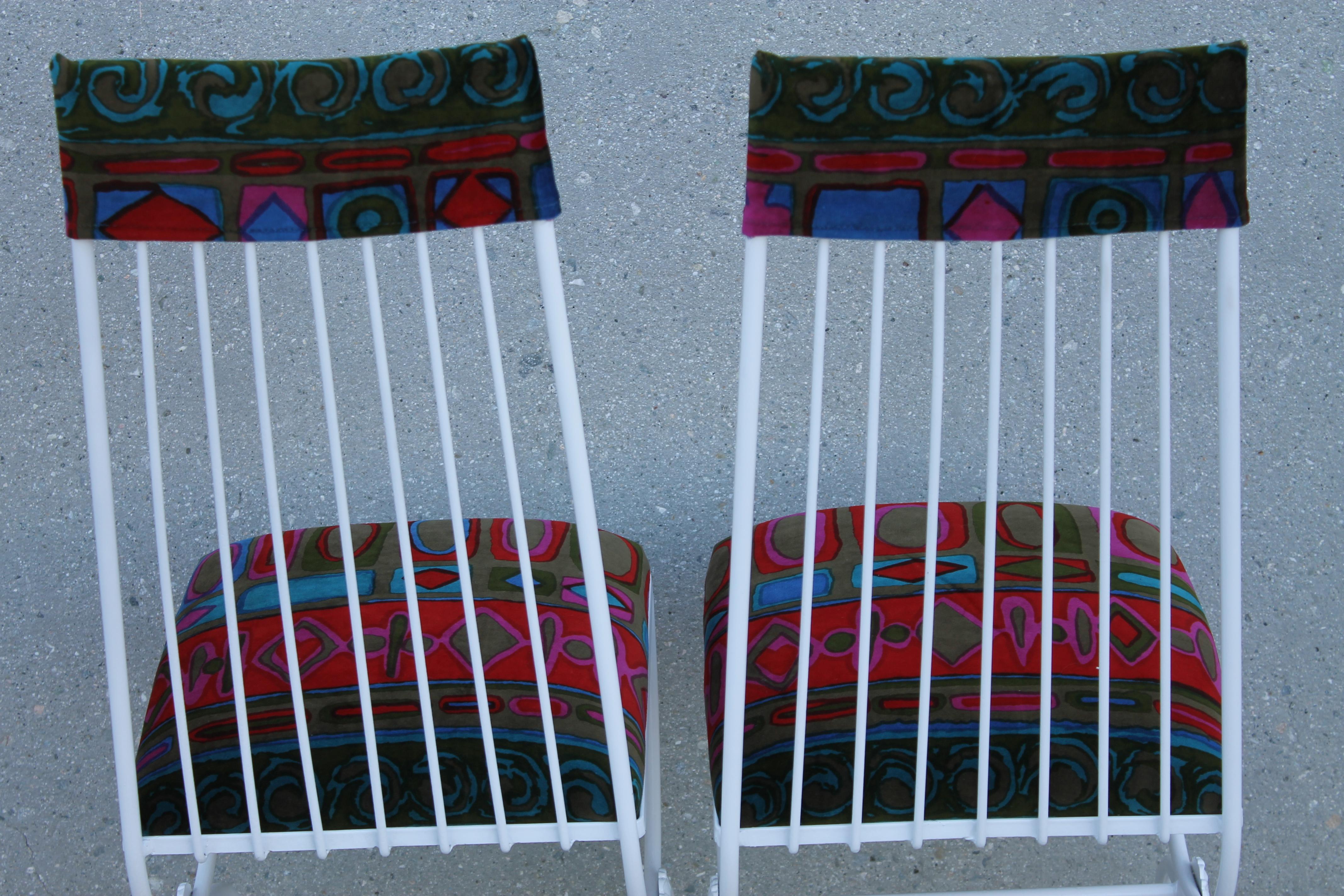 Pair of Patio Chairs with Jack Lenor Larsen Fabric For Sale 2