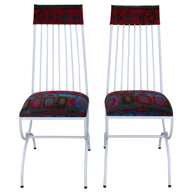Pair of Patio Chairs with Jack Lenor Larsen Fabric For Sale at 1stDibs