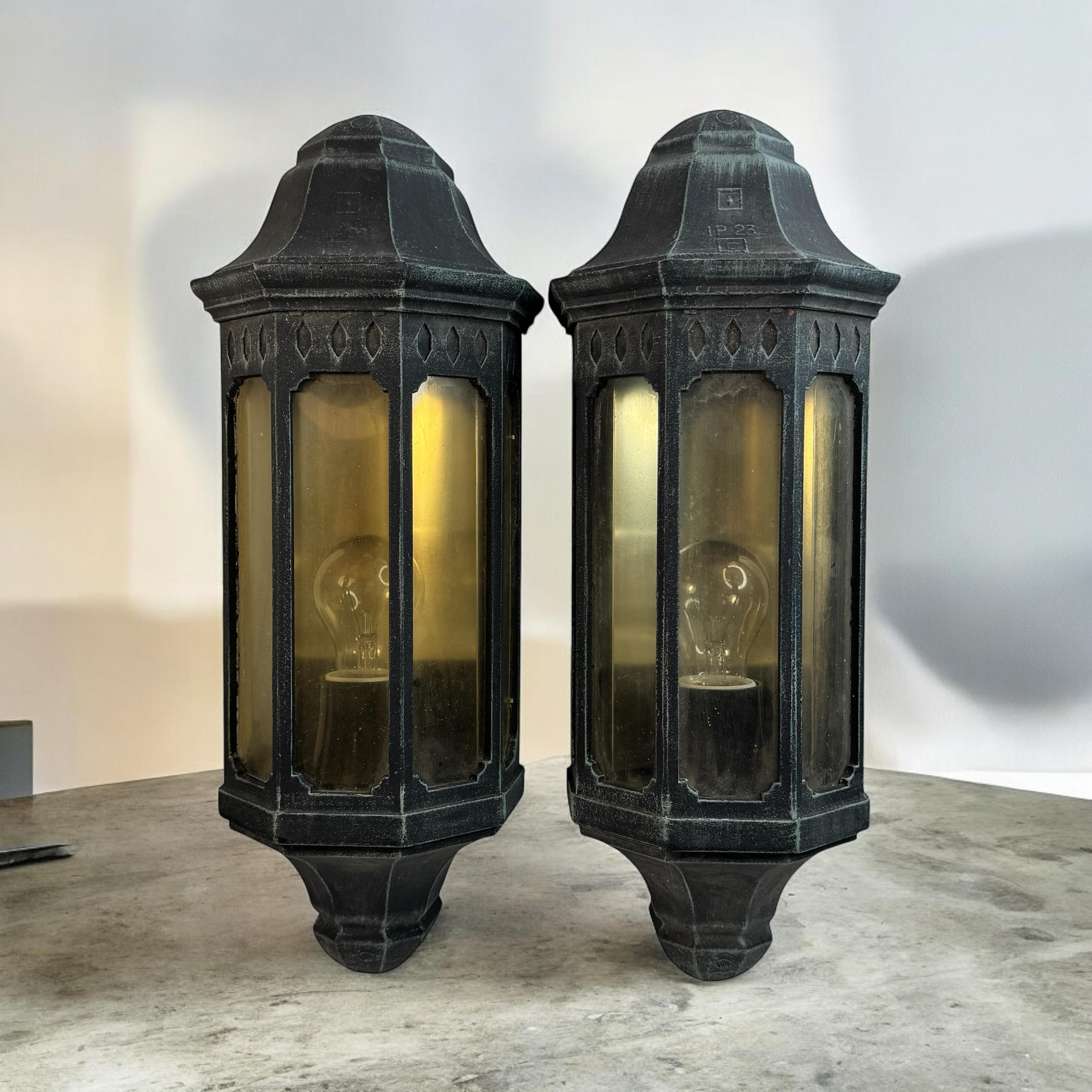 Pair of Patio or Outdoor Glass & Metal Wall Light Sconce, Germany, 1970s In Good Condition For Sale In Nuernberg, DE