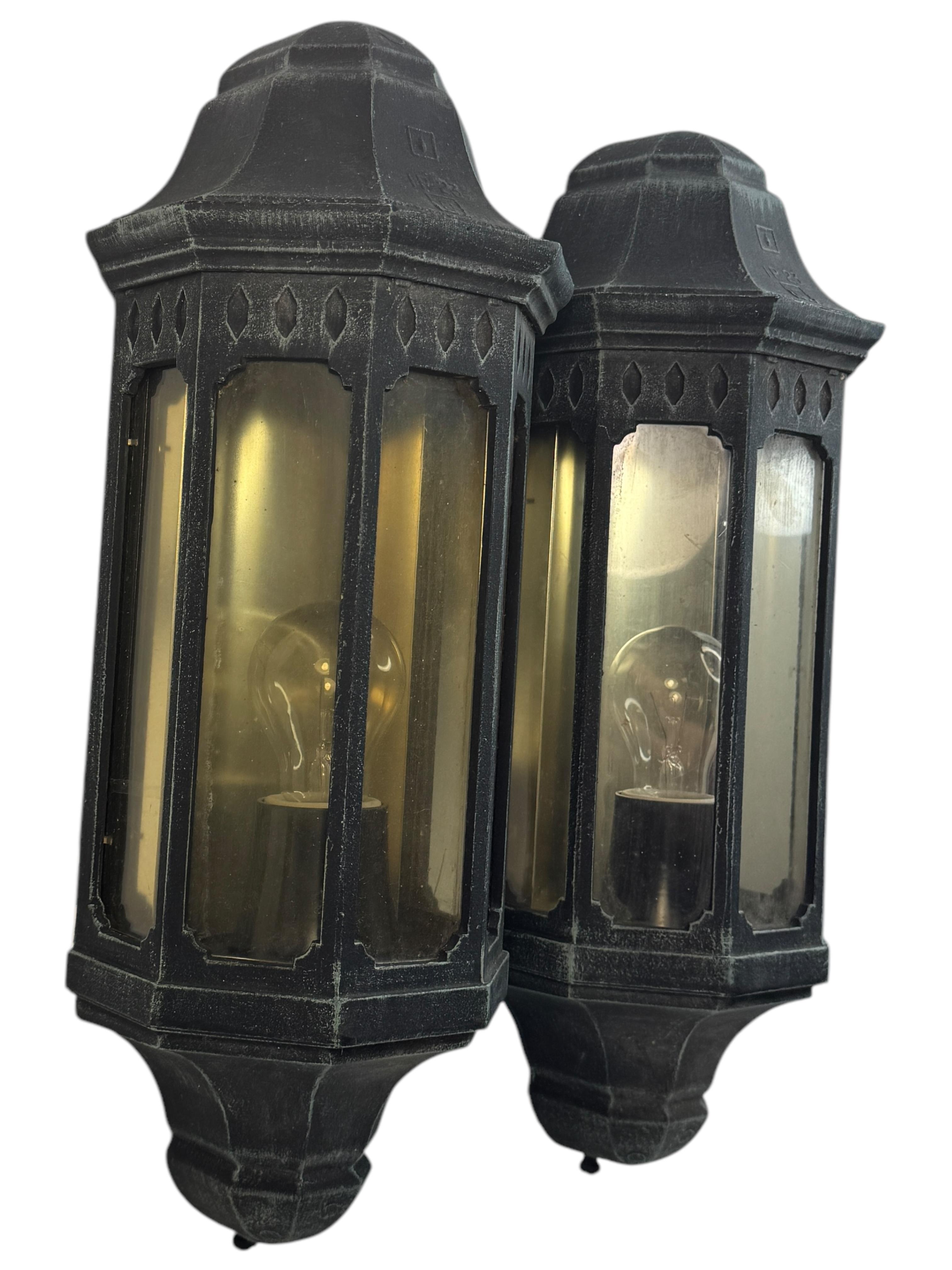 Late 20th Century Pair of Patio or Outdoor Glass & Metal Wall Light Sconce, Germany, 1970s For Sale
