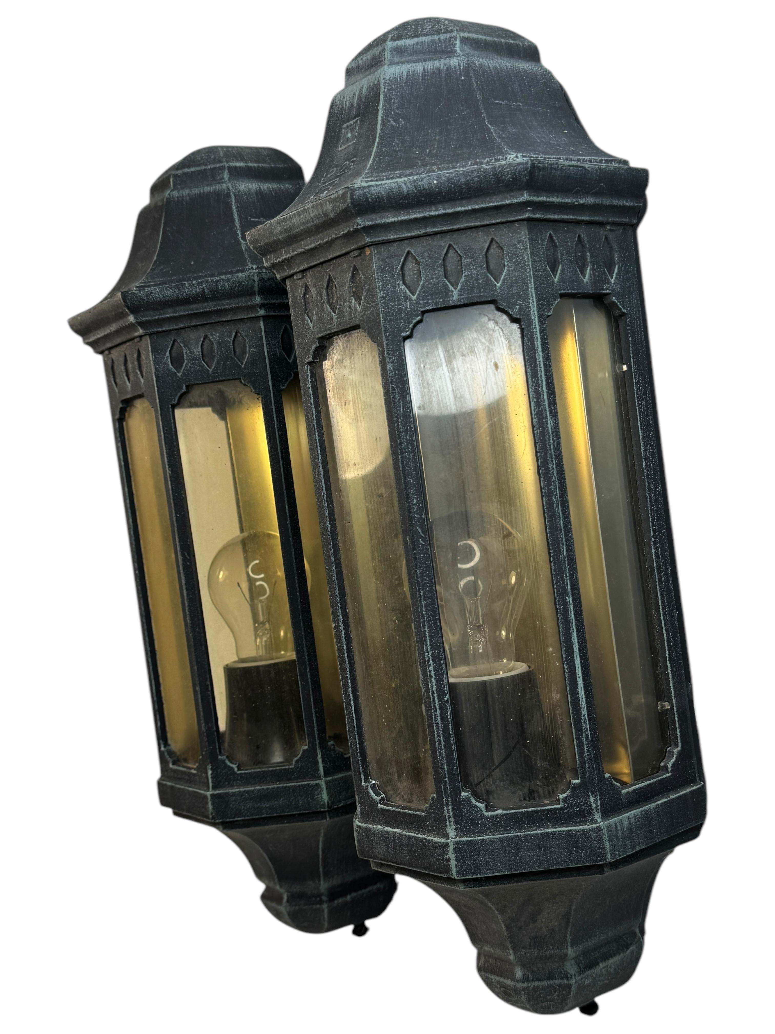 Pair of Patio or Outdoor Glass & Metal Wall Light Sconce, Germany, 1970s For Sale 1