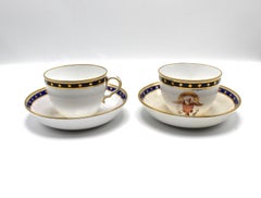 Pair of Patriotic American Eagle Teacups and Saucers, Circa 1840s