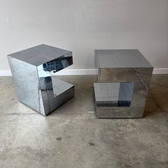 Paire de tables de nuit Paul Evans Cityscape - Patchwork chromé par Directional