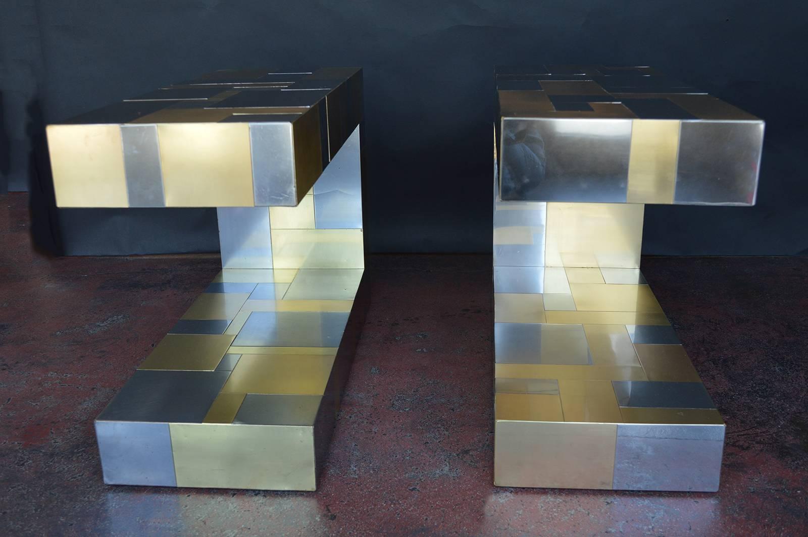 American Pair of Paul Evans Cityscape Side Tables