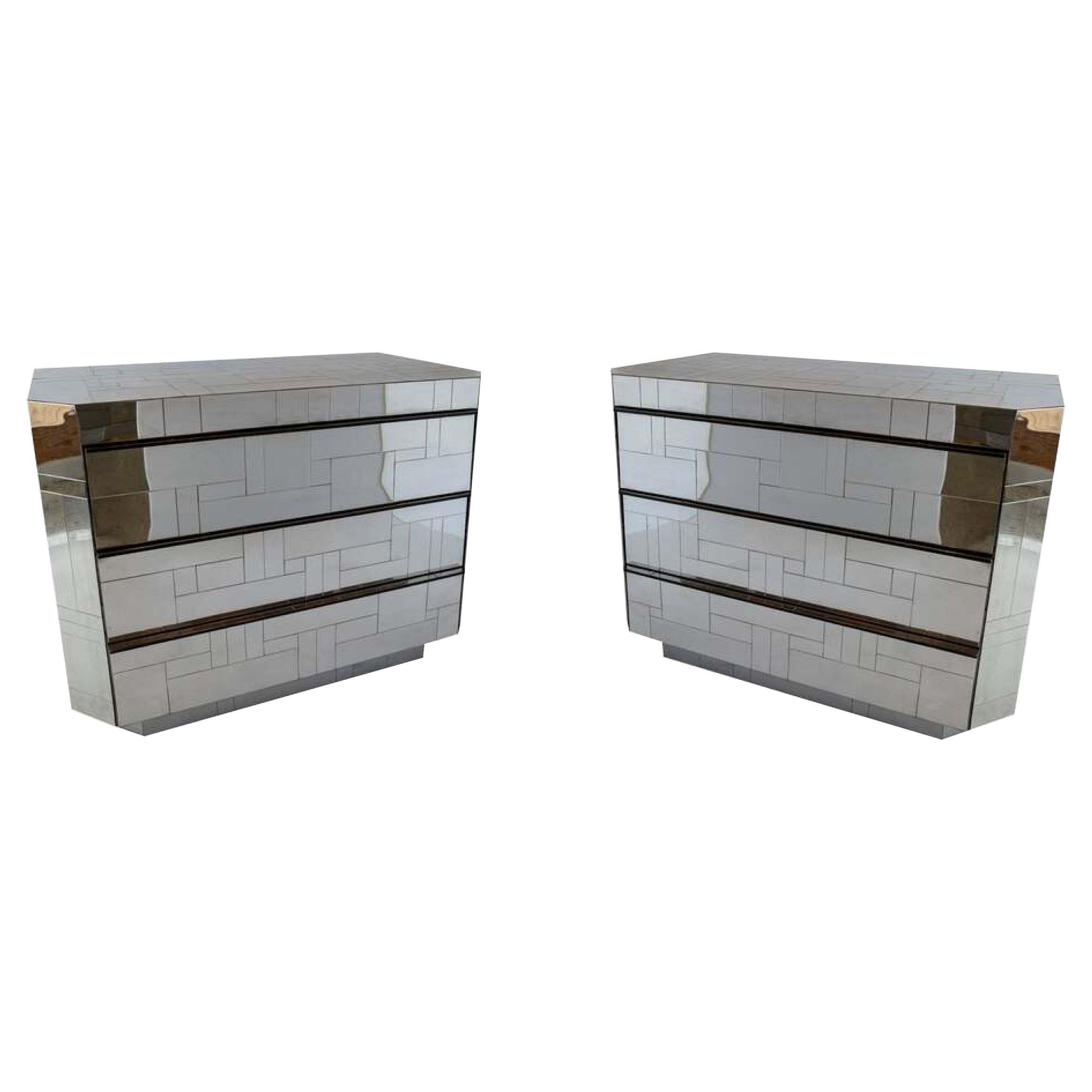 Paire de 3 tiroirs "Cityscape" en chrome poli The Modernsity