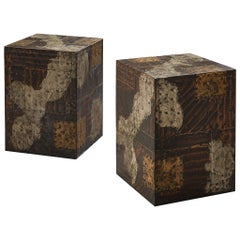 Pair Of Paul Evans Patchwork Cube Side Tables