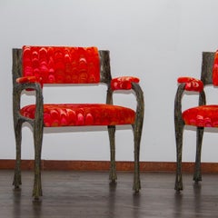Pair of Paul Evans Sculpted Bronze Armchairs, Late 1960s