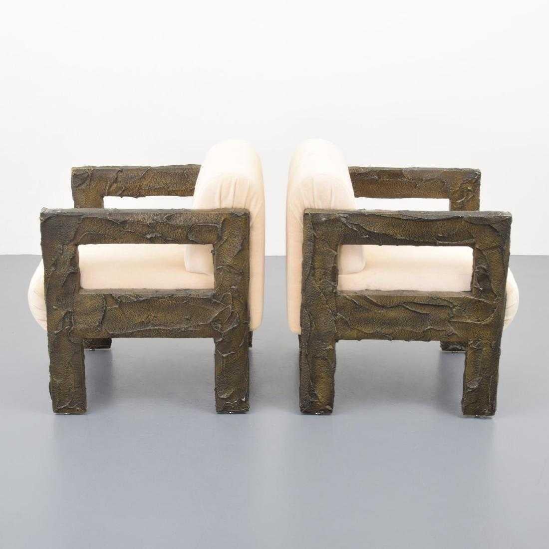 Brutalist Pair of Paul Evans Sculpted Bronze Lounge Chairs