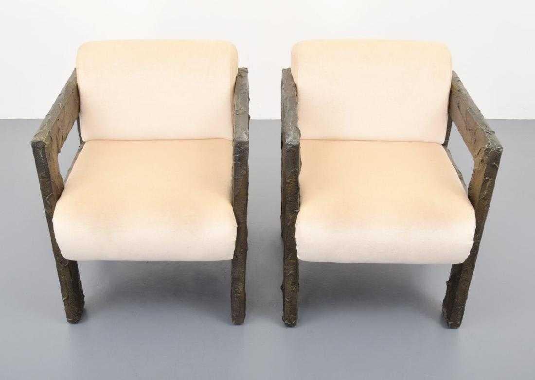Pair of Paul Evans Sculpted Bronze Lounge Chairs 3