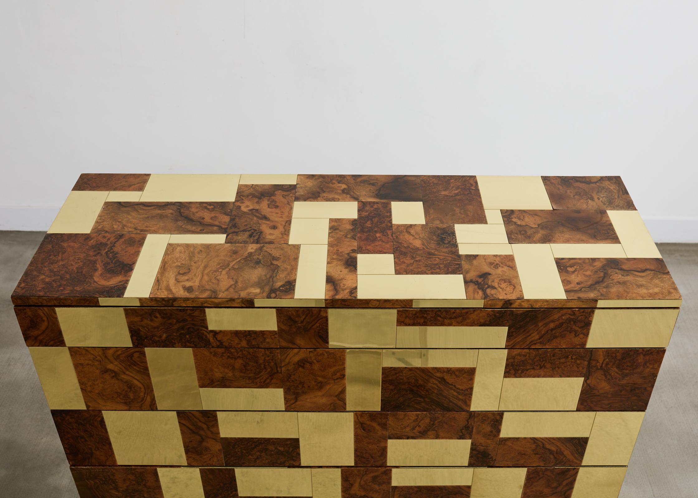 Coppia di armadietti in ottone in radica di Paul Evans firmati Cityscape in vendita 1