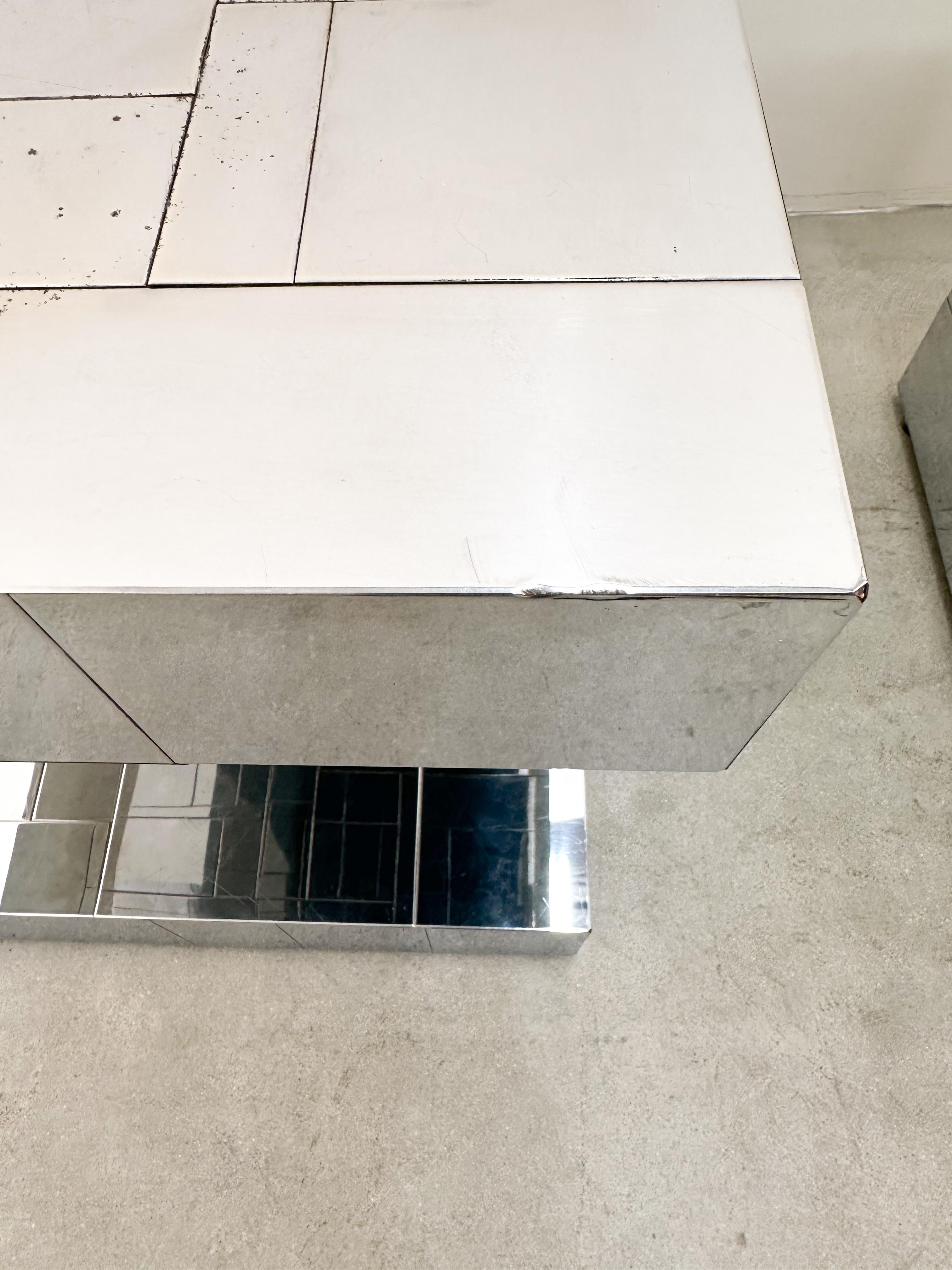 Pair of Paul Evans Signed Cityscape Chrome End Tables or Nightstands, 1970s 10