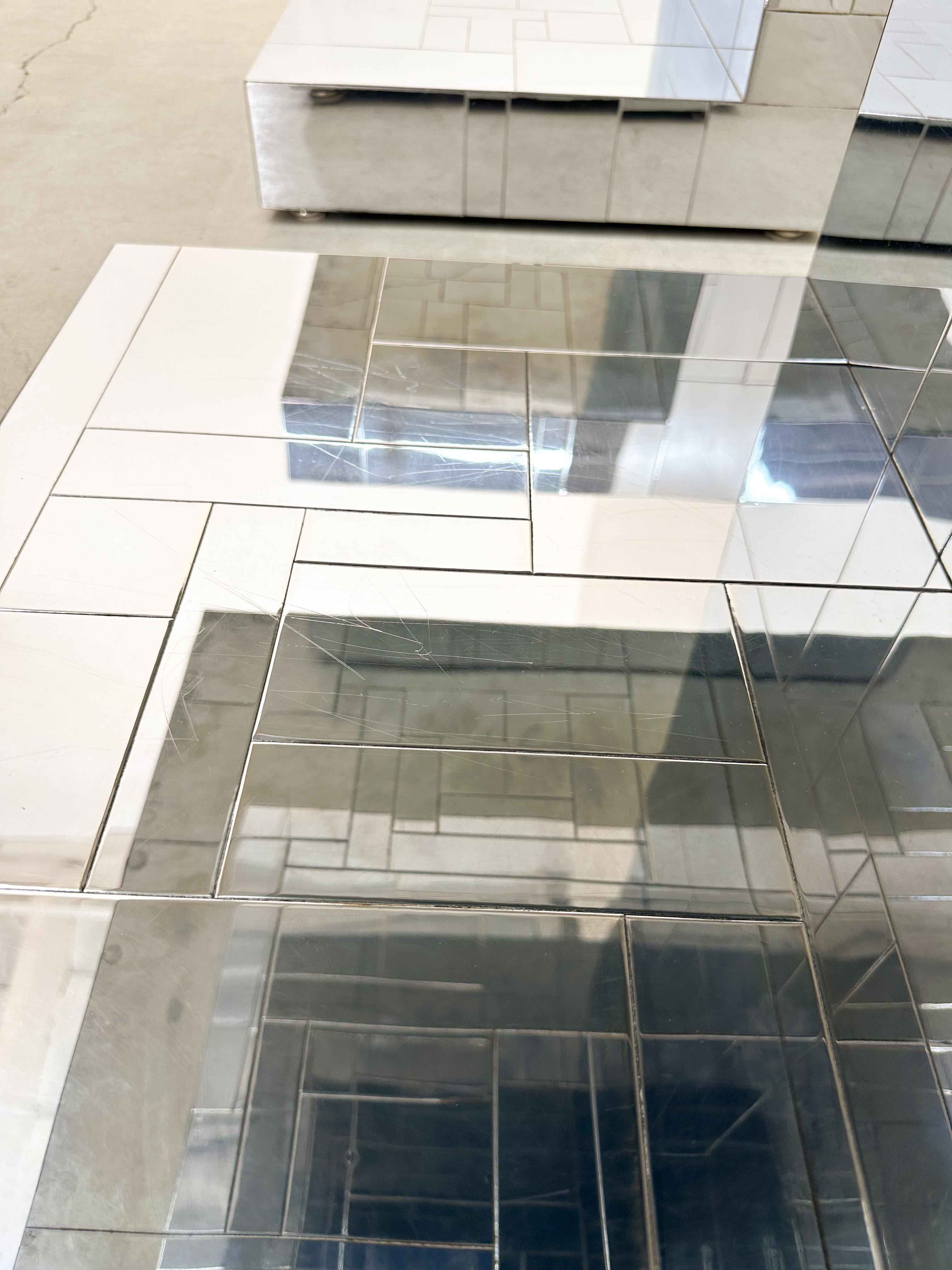 Pair of Paul Evans Signed Cityscape Chrome End Tables or Nightstands, 1970s 11