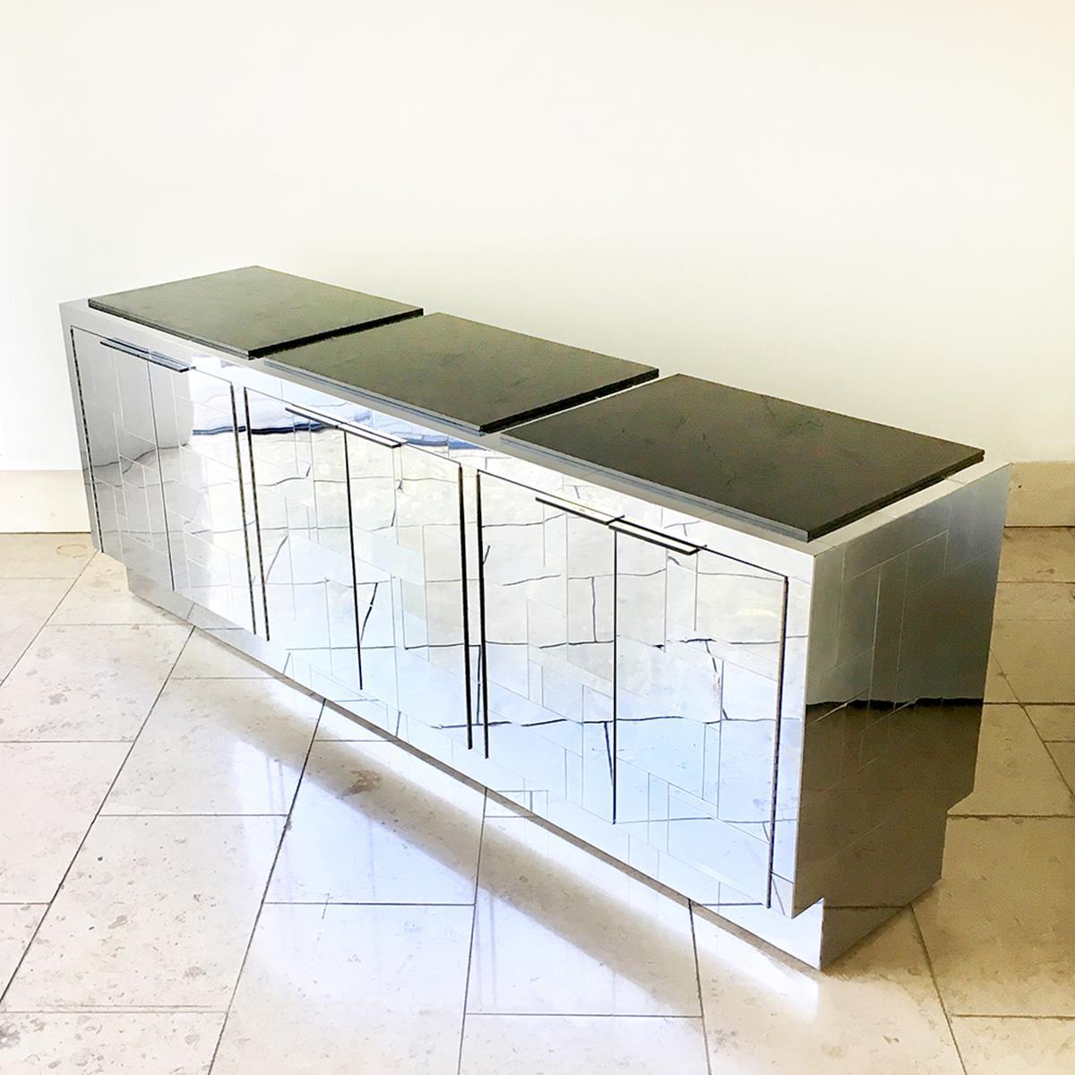Pair of Paul Evans Six-Door Steel Cityscape Cabinets 1970s, Signed For Sale 2