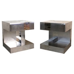 Paire de tables d'appoint postmodernes en métal de style Paul Evans