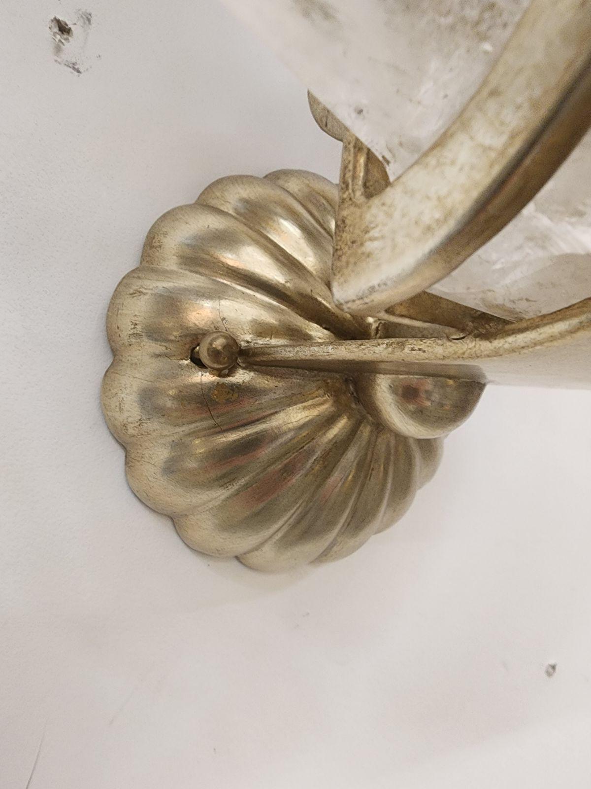 Pair of Paul Ferrante Rock Crystal Sconces In Excellent Condition In Dallas, TX