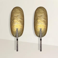 Pair of Paul Ferrante Wrought Iron and Brass Sconces