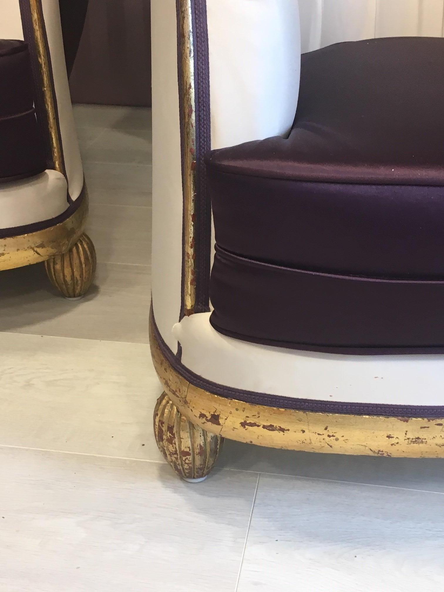 Pair of Paul Follot French Art Déco Armchairs / Bergeres in Gilded Wood, 1920s 5