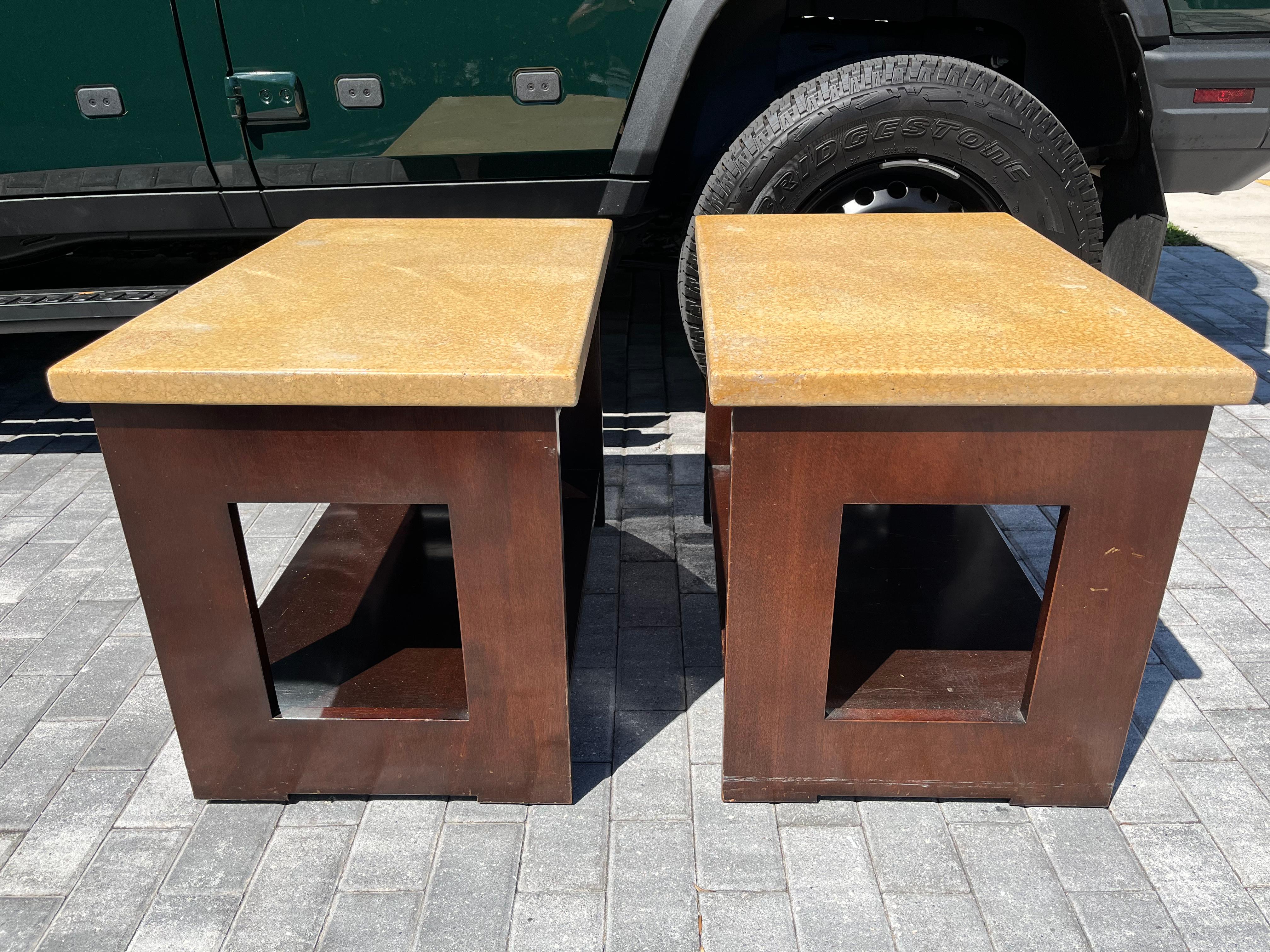 Pair of Paul Frankl Cork Side End Tables For Sale 3