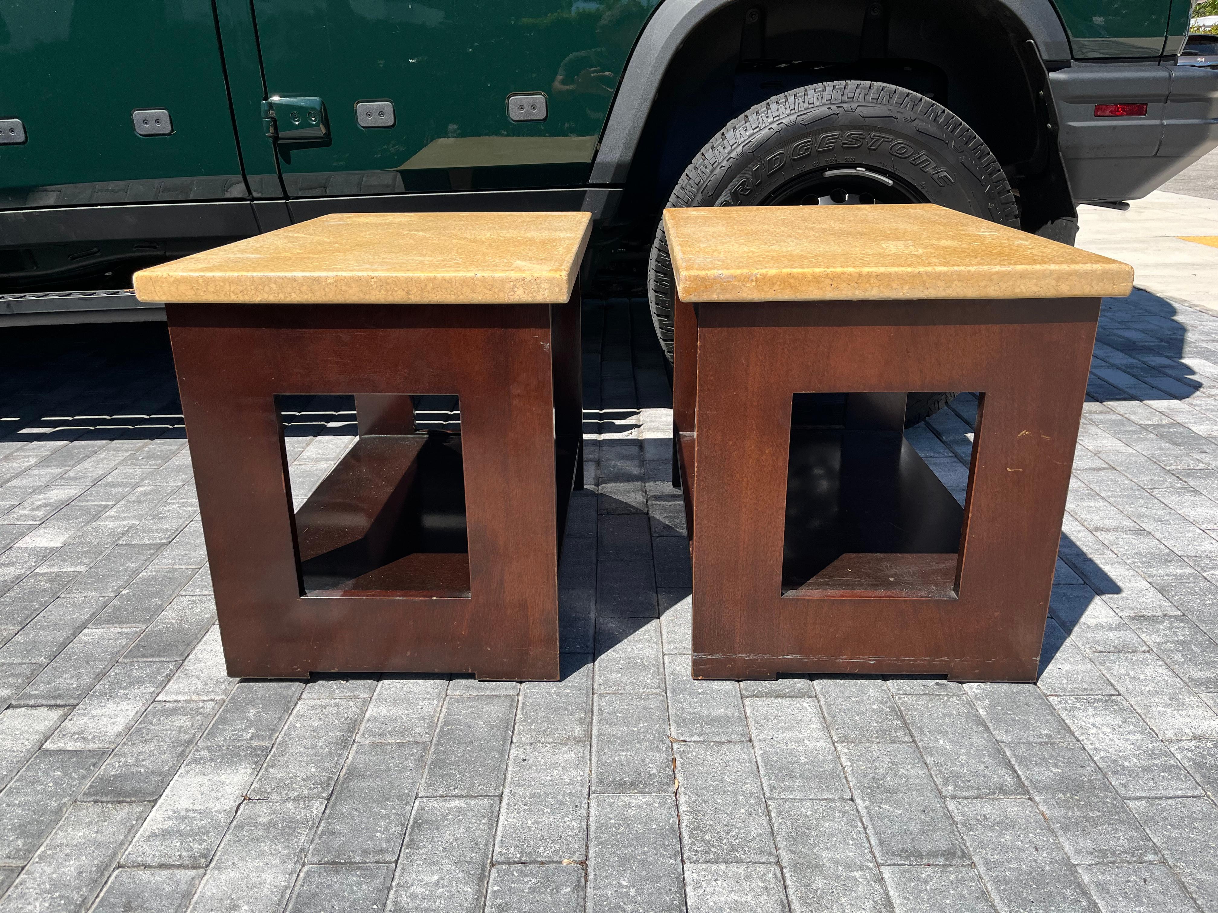 Pair of Paul Frankl Cork Side End Tables For Sale 4